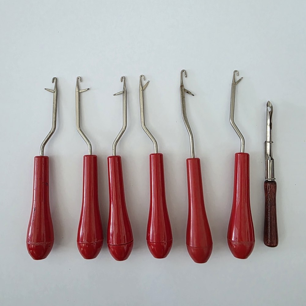Set of Red Handle Latch Hook Tools